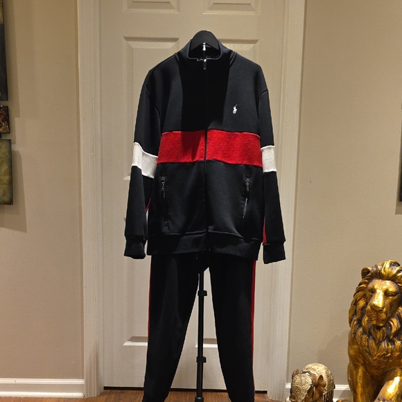Polo by Ralph Lauren Black Jacket with Red Accent and Gold Logo